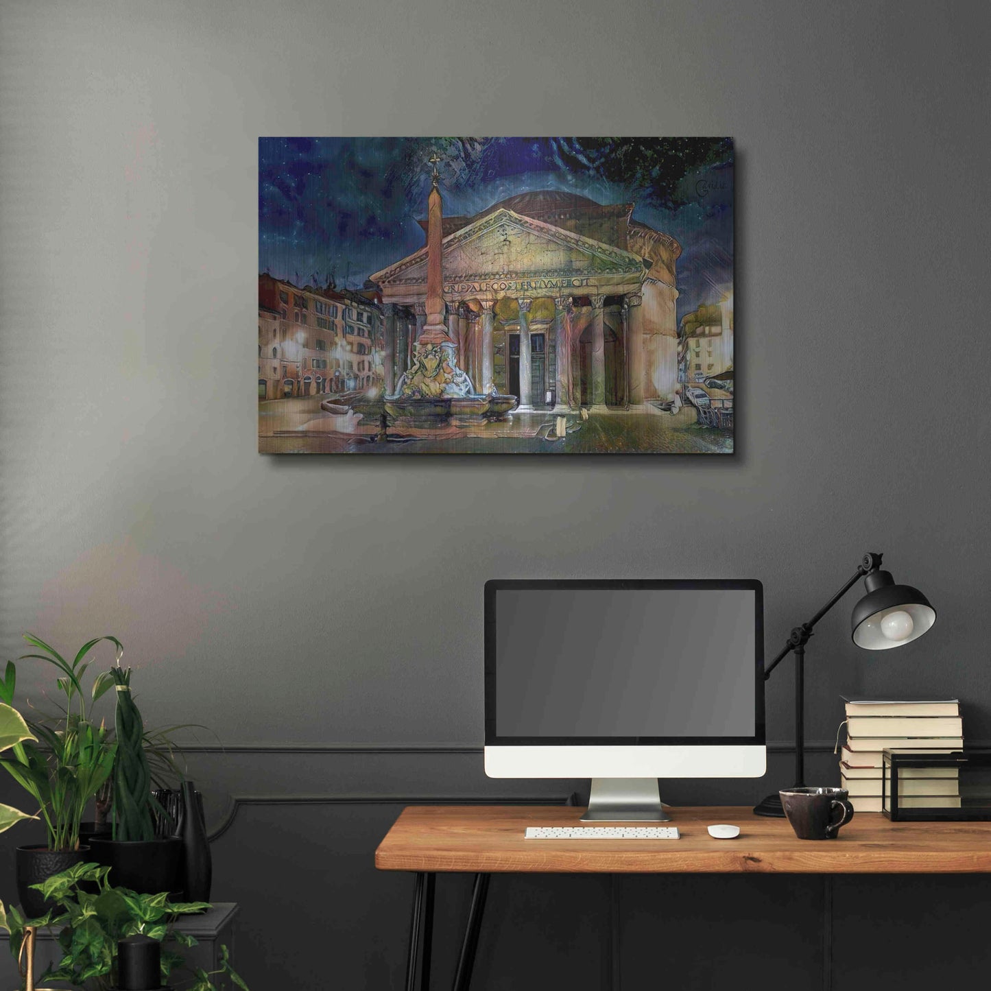 Luxe Metal Art 'Rome Italy Pantheon' by Pedro Gavidia, Metal Wall Art,36x24
