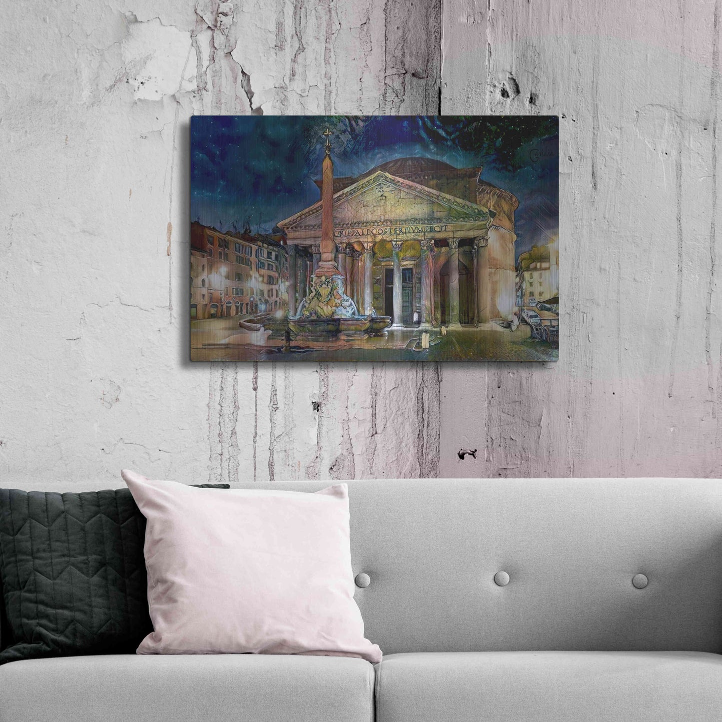 Luxe Metal Art 'Rome Italy Pantheon' by Pedro Gavidia, Metal Wall Art,36x24