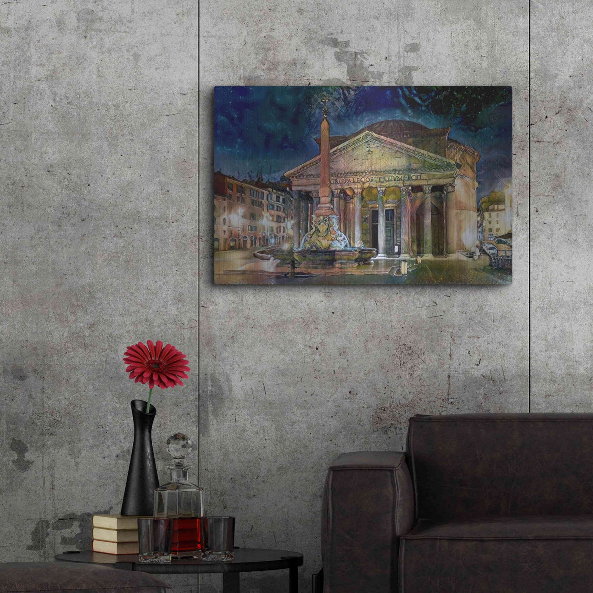 Luxe Metal Art 'Rome Italy Pantheon' by Pedro Gavidia, Metal Wall Art,36x24