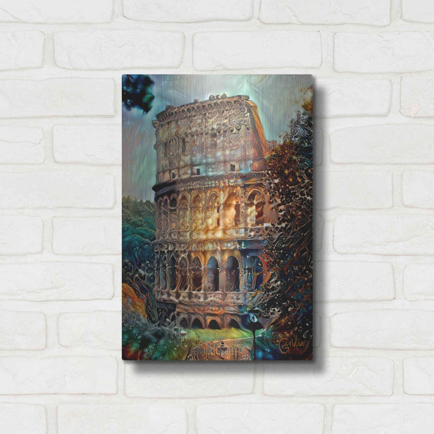 Luxe Metal Art 'Rome Italy Colosseum' by Pedro Gavidia, Metal Wall Art,12x16