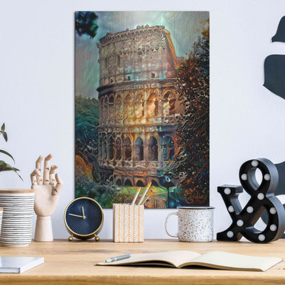 Luxe Metal Art 'Rome Italy Colosseum' by Pedro Gavidia, Metal Wall Art,12x16