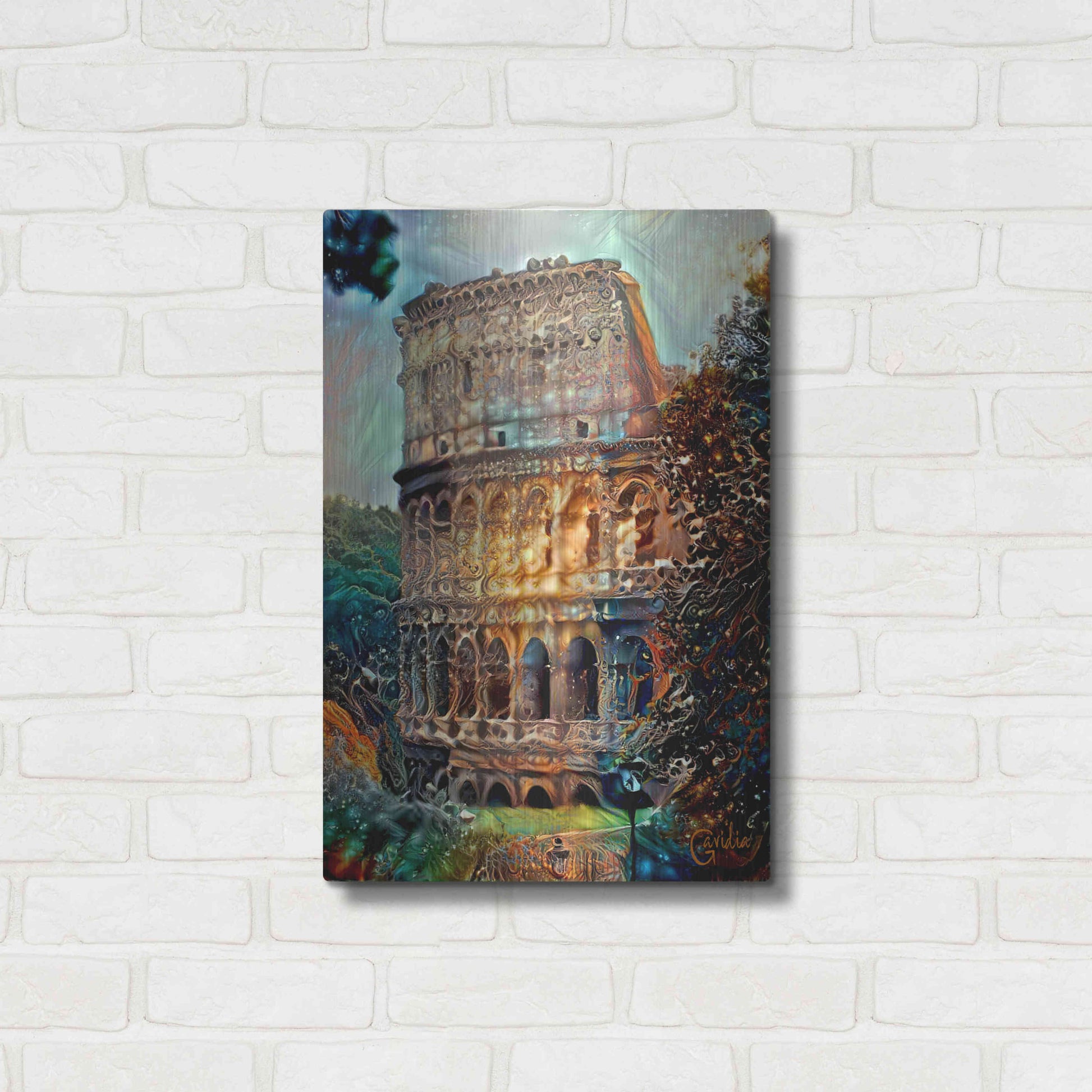 Luxe Metal Art 'Rome Italy Colosseum' by Pedro Gavidia, Metal Wall Art,16x24