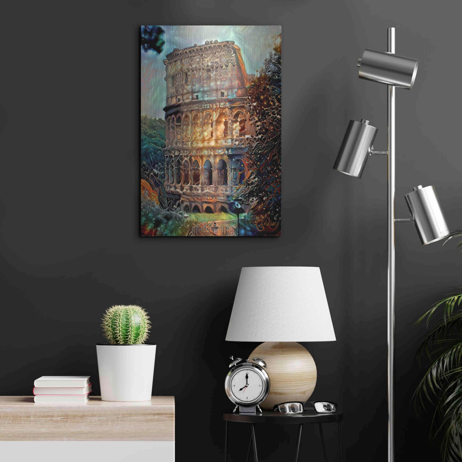 Luxe Metal Art 'Rome Italy Colosseum' by Pedro Gavidia, Metal Wall Art,16x24