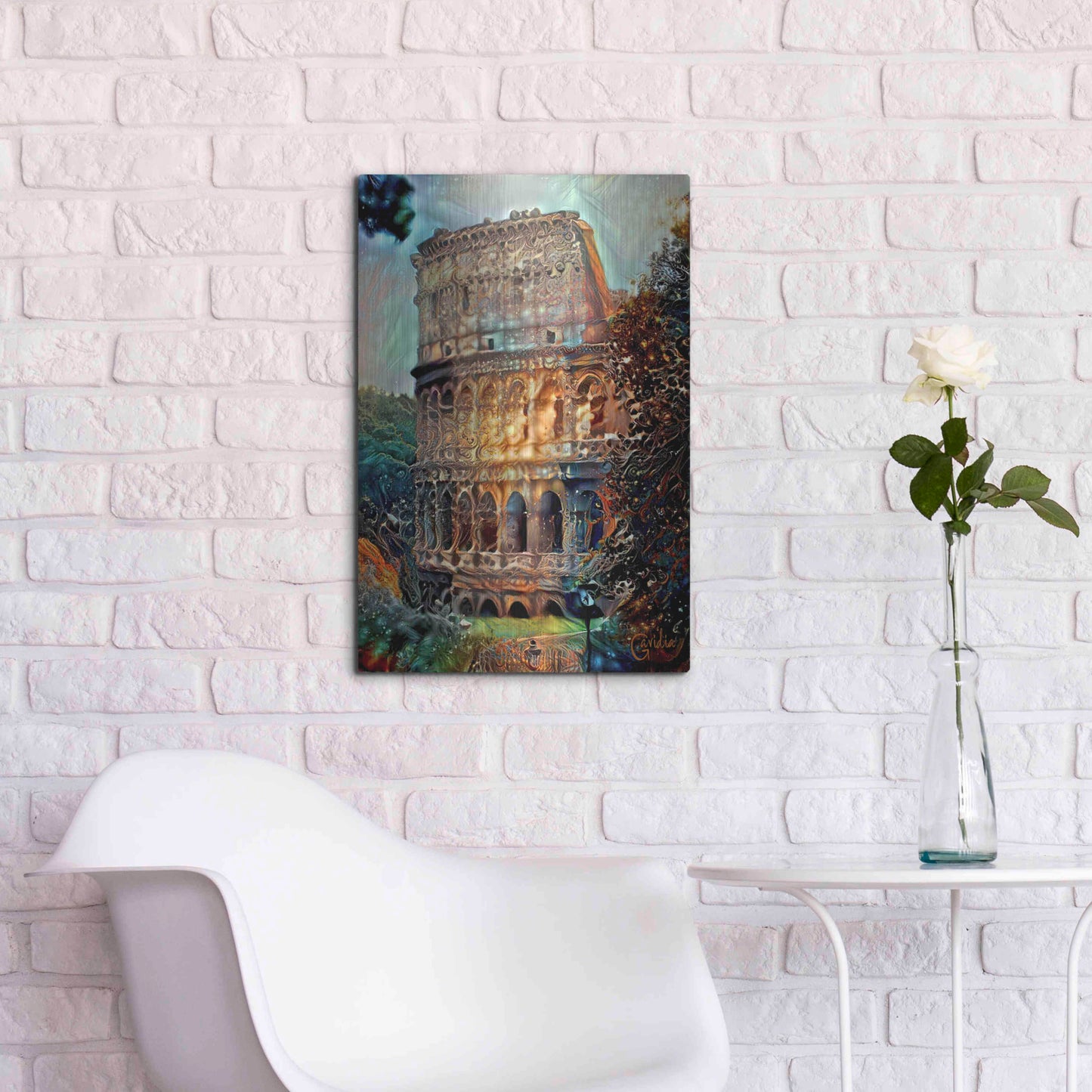 Luxe Metal Art 'Rome Italy Colosseum' by Pedro Gavidia, Metal Wall Art,16x24