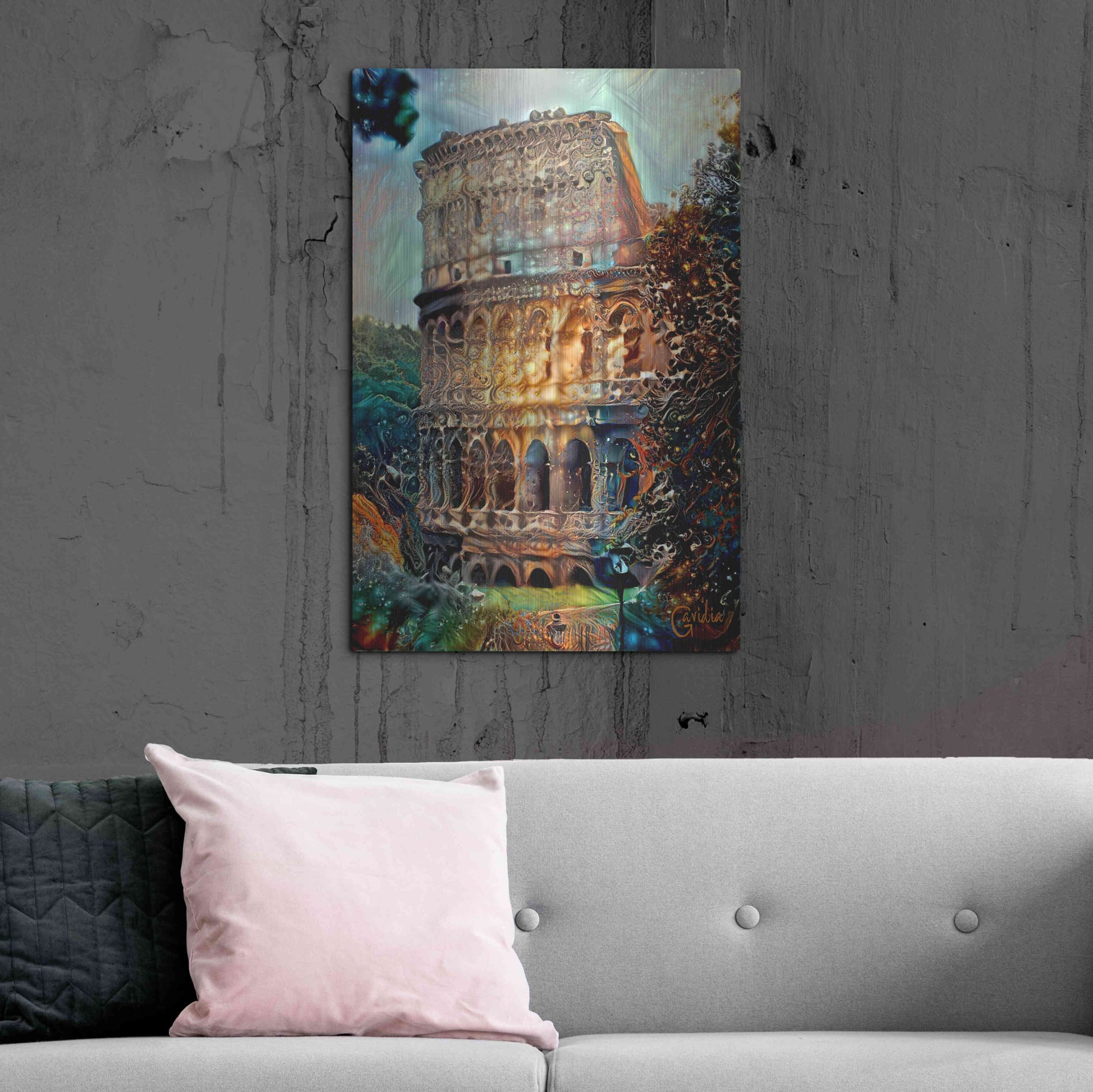 Luxe Metal Art 'Rome Italy Colosseum' by Pedro Gavidia, Metal Wall Art,24x36