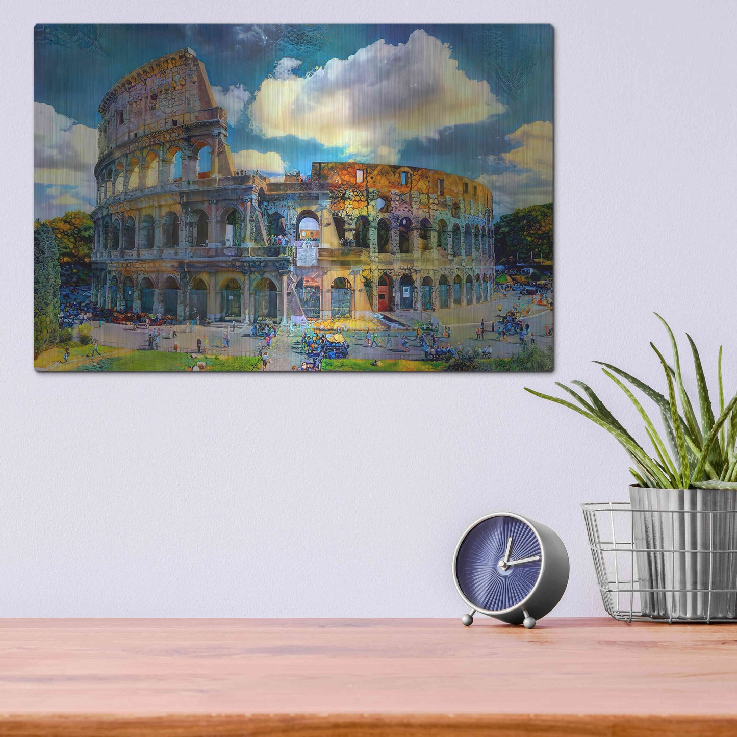 Luxe Metal Art 'Rome Italy Colosseum Ver1' by Pedro Gavidia, Metal Wall Art,16x12