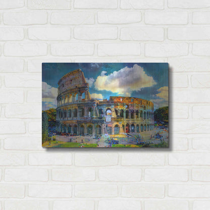 Luxe Metal Art 'Rome Italy Colosseum Ver1' by Pedro Gavidia, Metal Wall Art,24x16