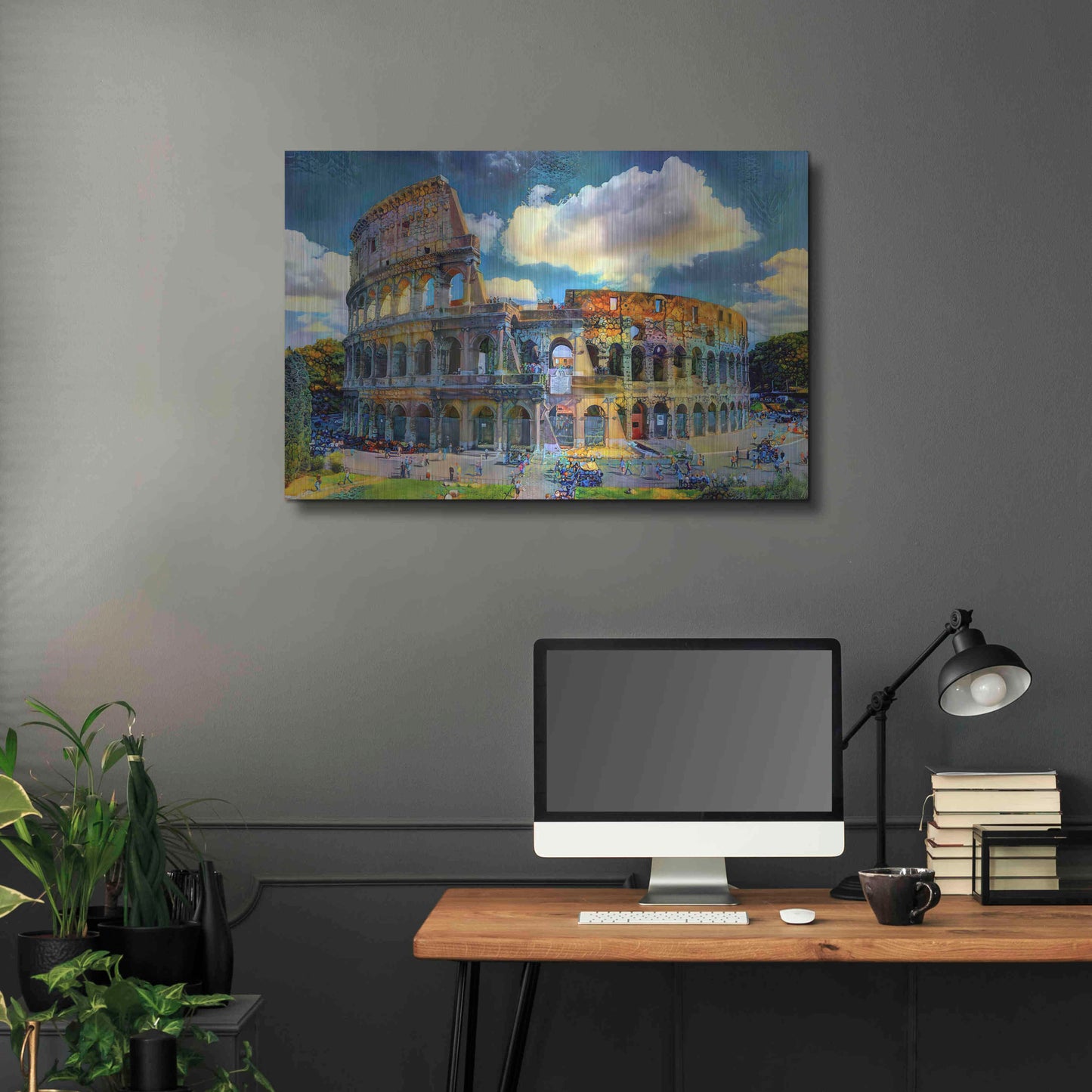 Luxe Metal Art 'Rome Italy Colosseum Ver1' by Pedro Gavidia, Metal Wall Art,36x24