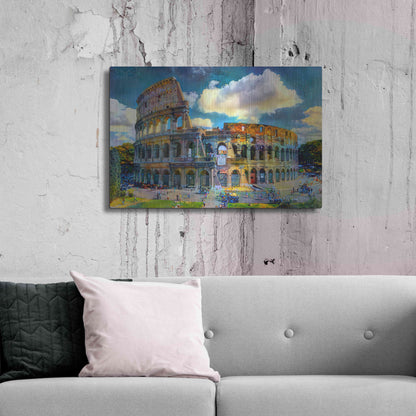 Luxe Metal Art 'Rome Italy Colosseum Ver1' by Pedro Gavidia, Metal Wall Art,36x24