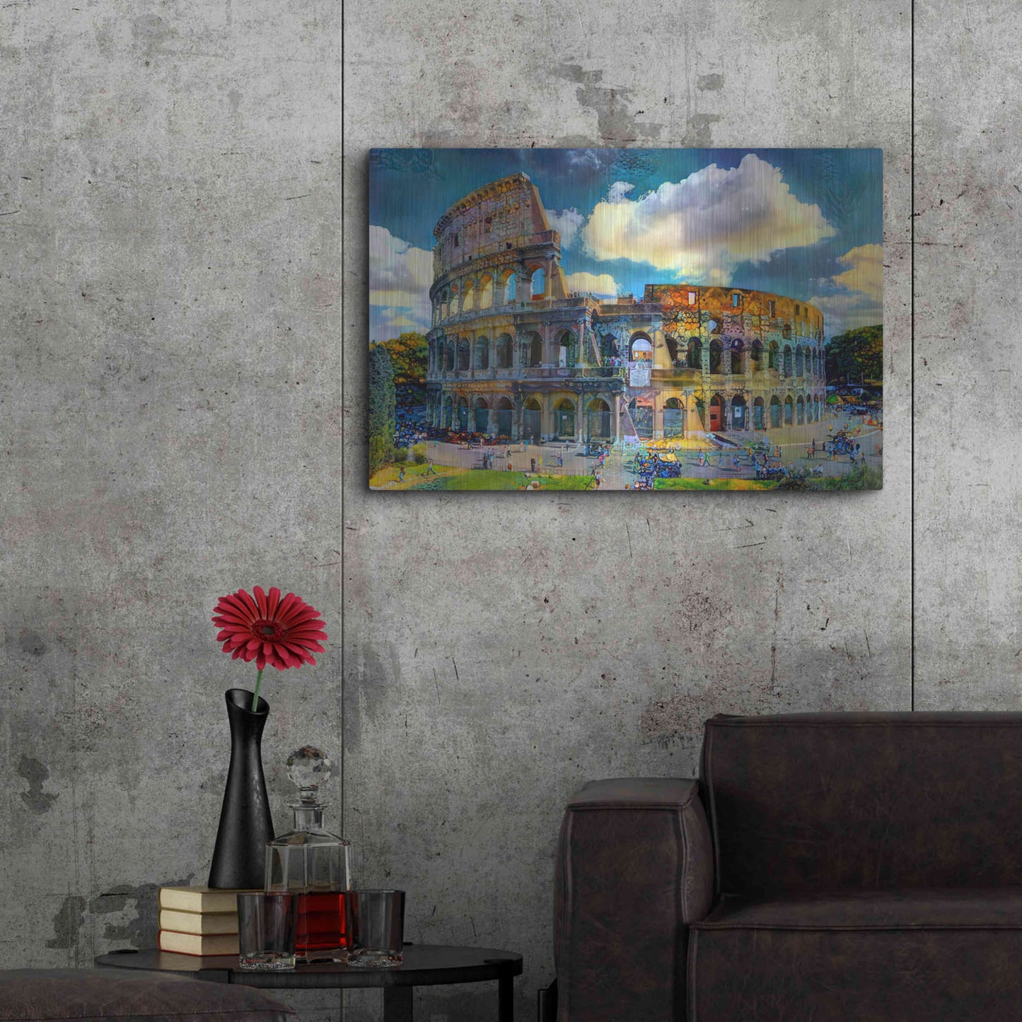 Luxe Metal Art 'Rome Italy Colosseum Ver1' by Pedro Gavidia, Metal Wall Art,36x24