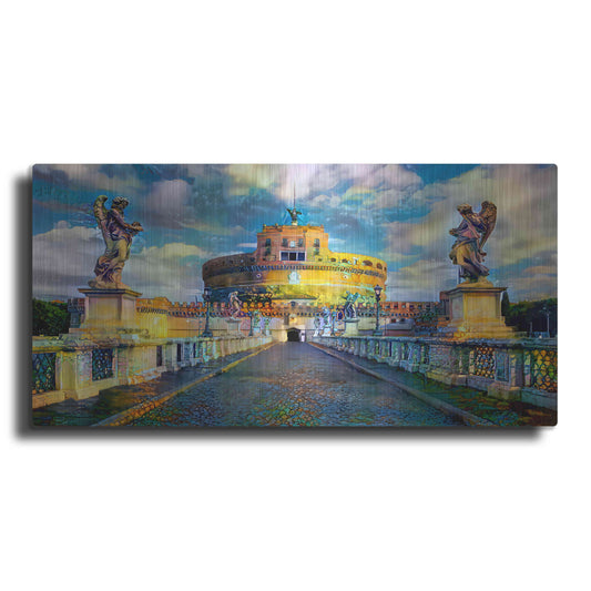 Luxe Metal Art 'Rome Italy Castel Sant Angelo Mausoleum of Hadrian' by Pedro Gavidia, Metal Wall Art