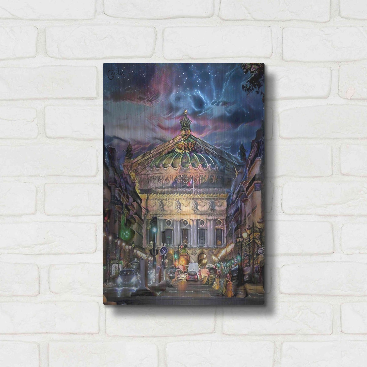 Luxe Metal Art 'Paris France Opera Garnier at dusk' by Pedro Gavidia, Metal Wall Art,12x16