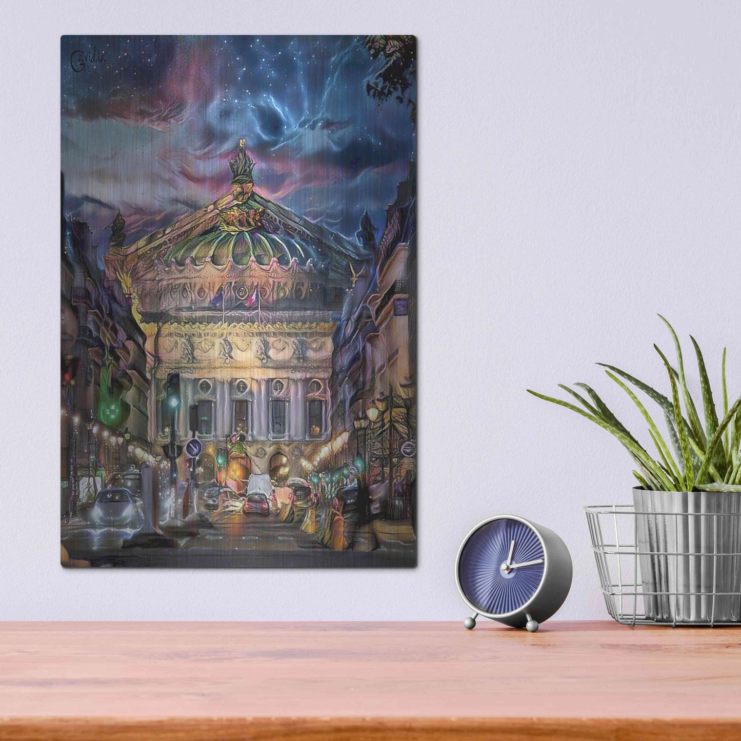 Luxe Metal Art 'Paris France Opera Garnier at dusk' by Pedro Gavidia, Metal Wall Art,12x16