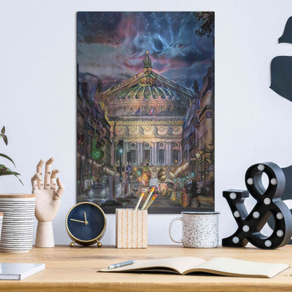 Luxe Metal Art 'Paris France Opera Garnier at dusk' by Pedro Gavidia, Metal Wall Art,12x16