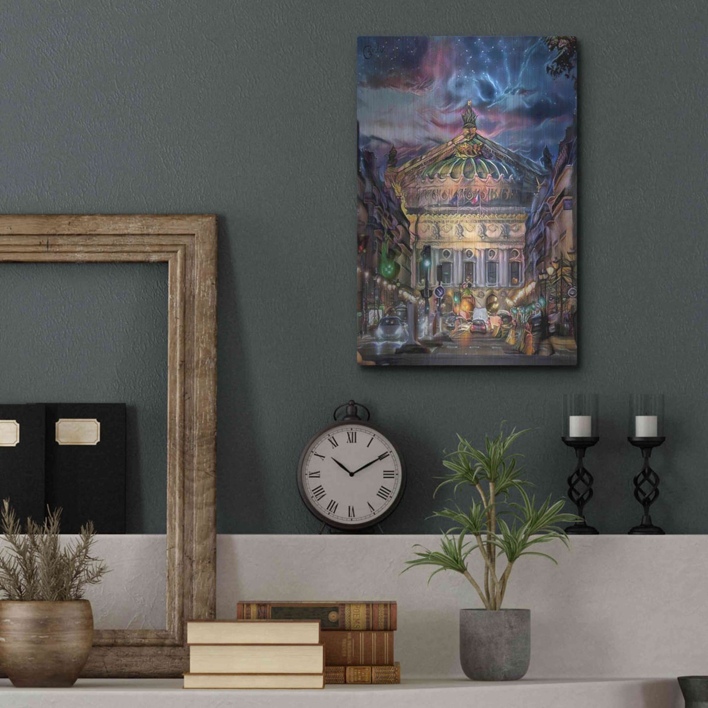 Luxe Metal Art 'Paris France Opera Garnier at dusk' by Pedro Gavidia, Metal Wall Art,12x16