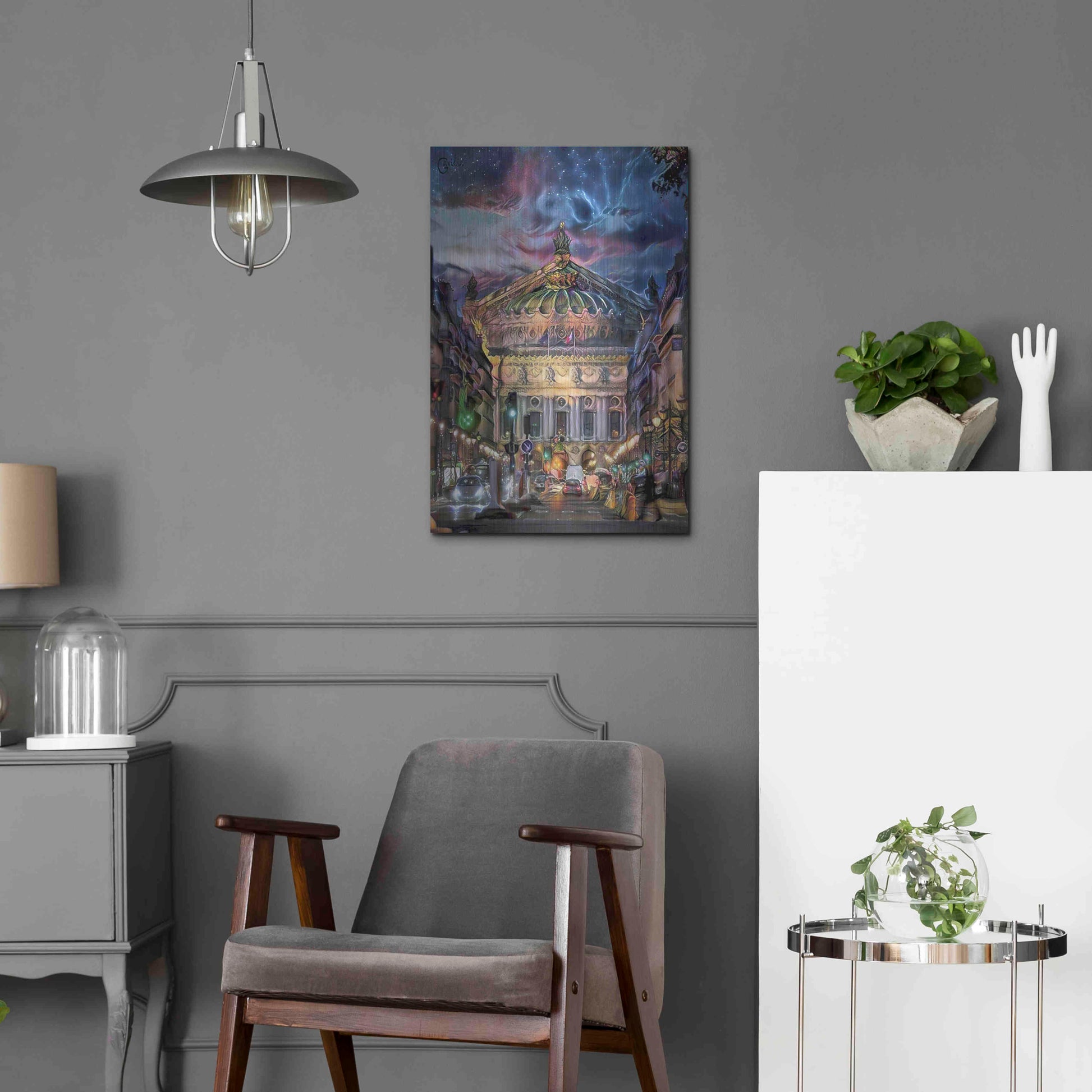 Luxe Metal Art 'Paris France Opera Garnier at dusk' by Pedro Gavidia, Metal Wall Art,16x24