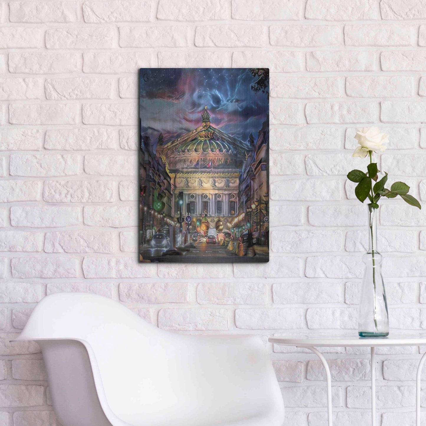 Luxe Metal Art 'Paris France Opera Garnier at dusk' by Pedro Gavidia, Metal Wall Art,16x24