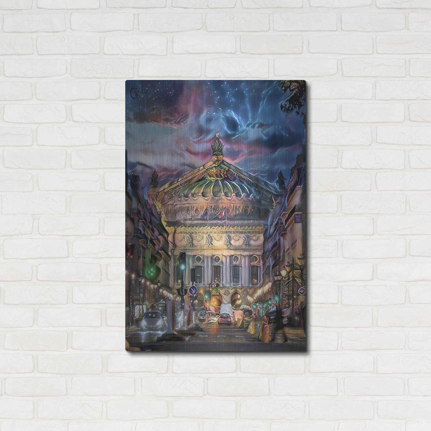 Luxe Metal Art 'Paris France Opera Garnier at dusk' by Pedro Gavidia, Metal Wall Art,24x36