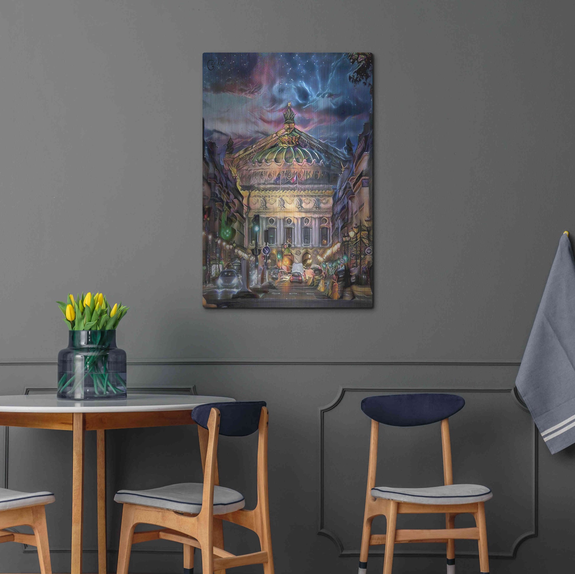 Luxe Metal Art 'Paris France Opera Garnier at dusk' by Pedro Gavidia, Metal Wall Art,24x36