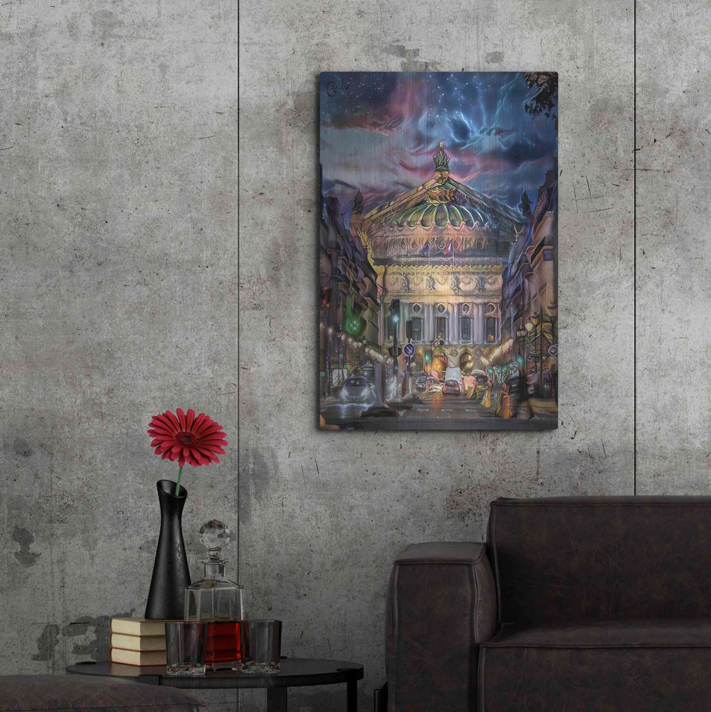 Luxe Metal Art 'Paris France Opera Garnier at dusk' by Pedro Gavidia, Metal Wall Art,24x36