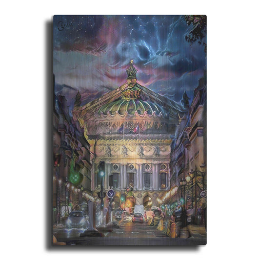 Luxe Metal Art 'Paris France Opera Garnier at dusk' by Pedro Gavidia, Metal Wall Art