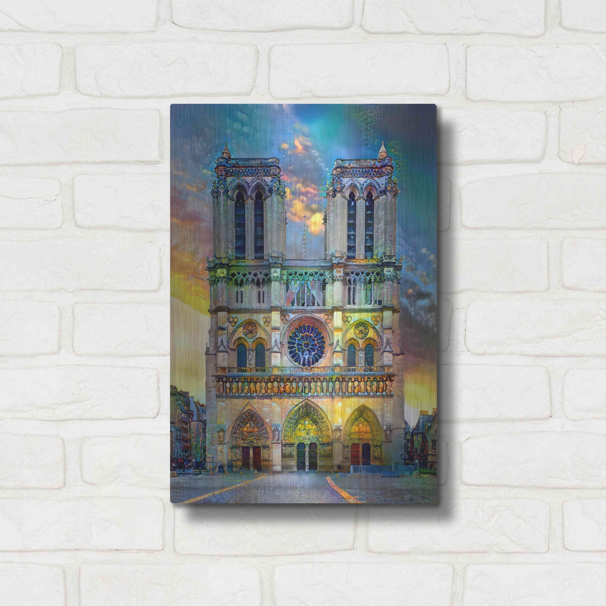 Luxe Metal Art 'Paris France Notre Dame Cathedral' by Pedro Gavidia, Metal Wall Art,12x16