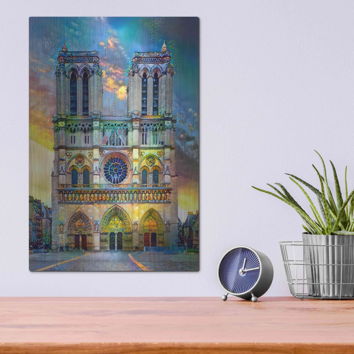 Luxe Metal Art 'Paris France Notre Dame Cathedral' by Pedro Gavidia, Metal Wall Art,12x16