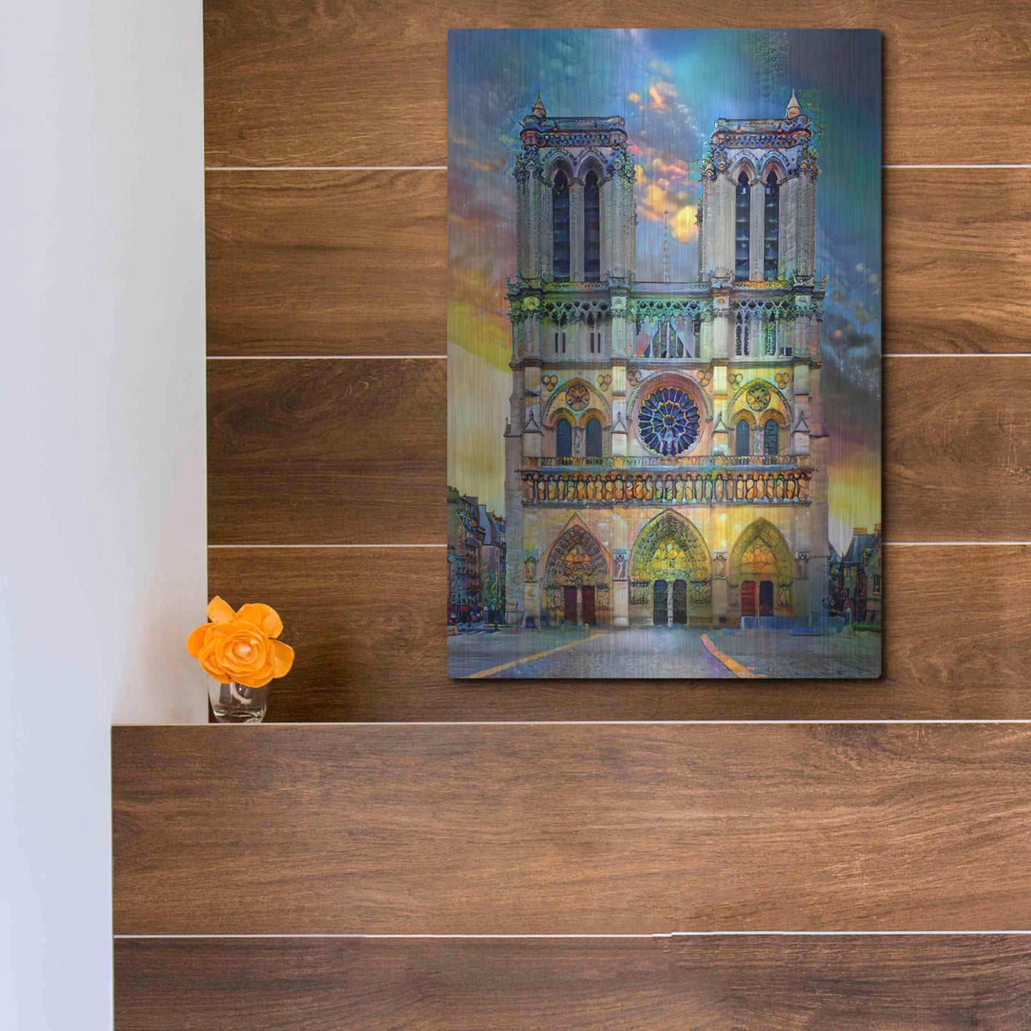 Luxe Metal Art 'Paris France Notre Dame Cathedral' by Pedro Gavidia, Metal Wall Art,12x16