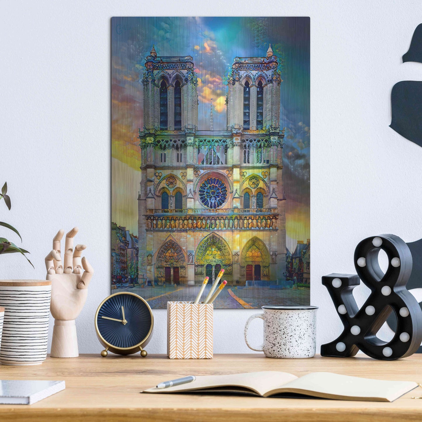 Luxe Metal Art 'Paris France Notre Dame Cathedral' by Pedro Gavidia, Metal Wall Art,12x16