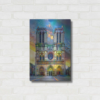 Luxe Metal Art 'Paris France Notre Dame Cathedral' by Pedro Gavidia, Metal Wall Art,16x24