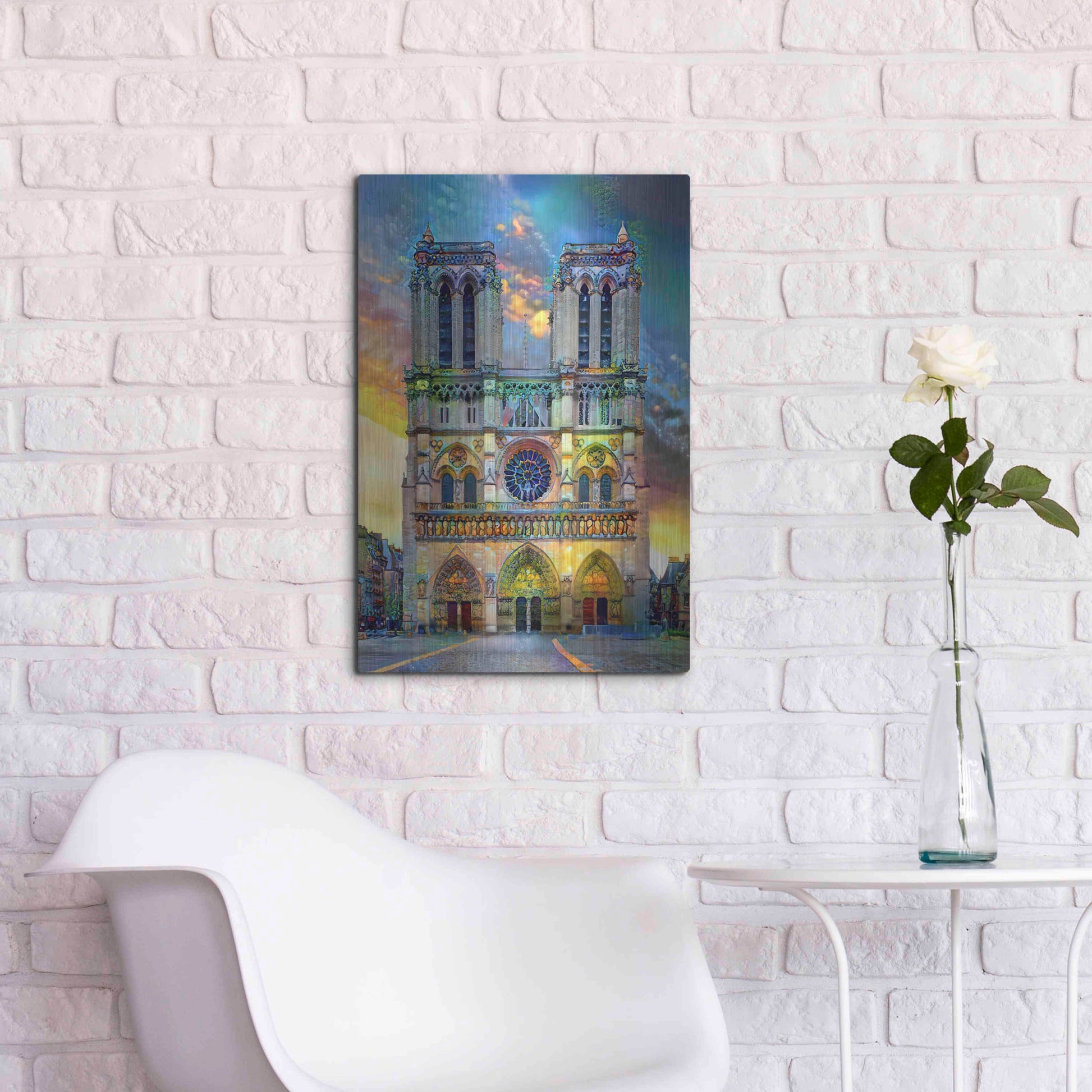 Luxe Metal Art 'Paris France Notre Dame Cathedral' by Pedro Gavidia, Metal Wall Art,16x24