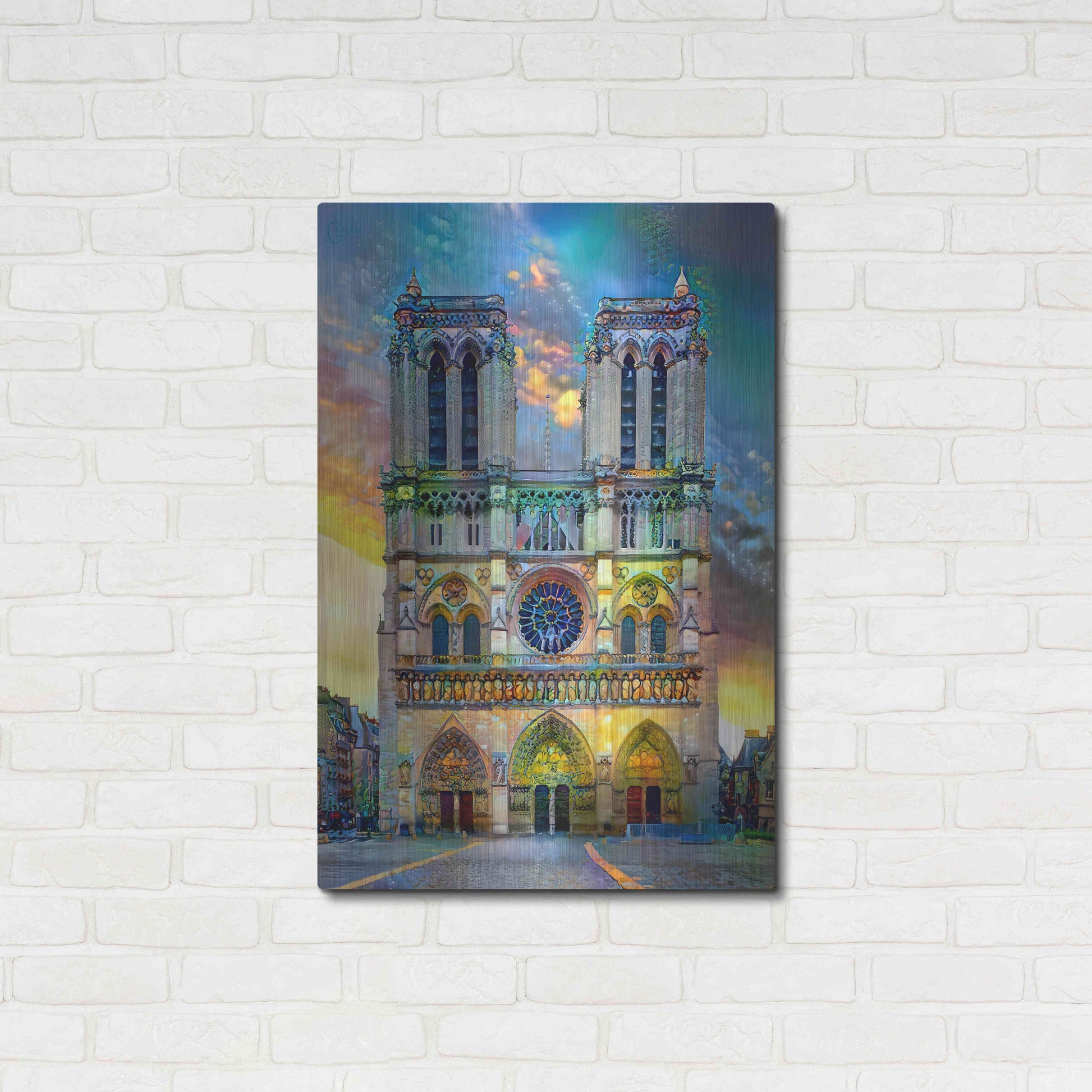 Luxe Metal Art 'Paris France Notre Dame Cathedral' by Pedro Gavidia, Metal Wall Art,24x36