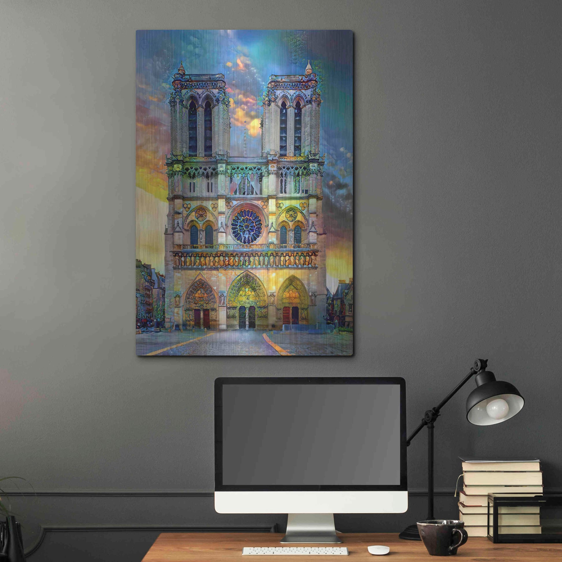 Luxe Metal Art 'Paris France Notre Dame Cathedral' by Pedro Gavidia, Metal Wall Art,24x36