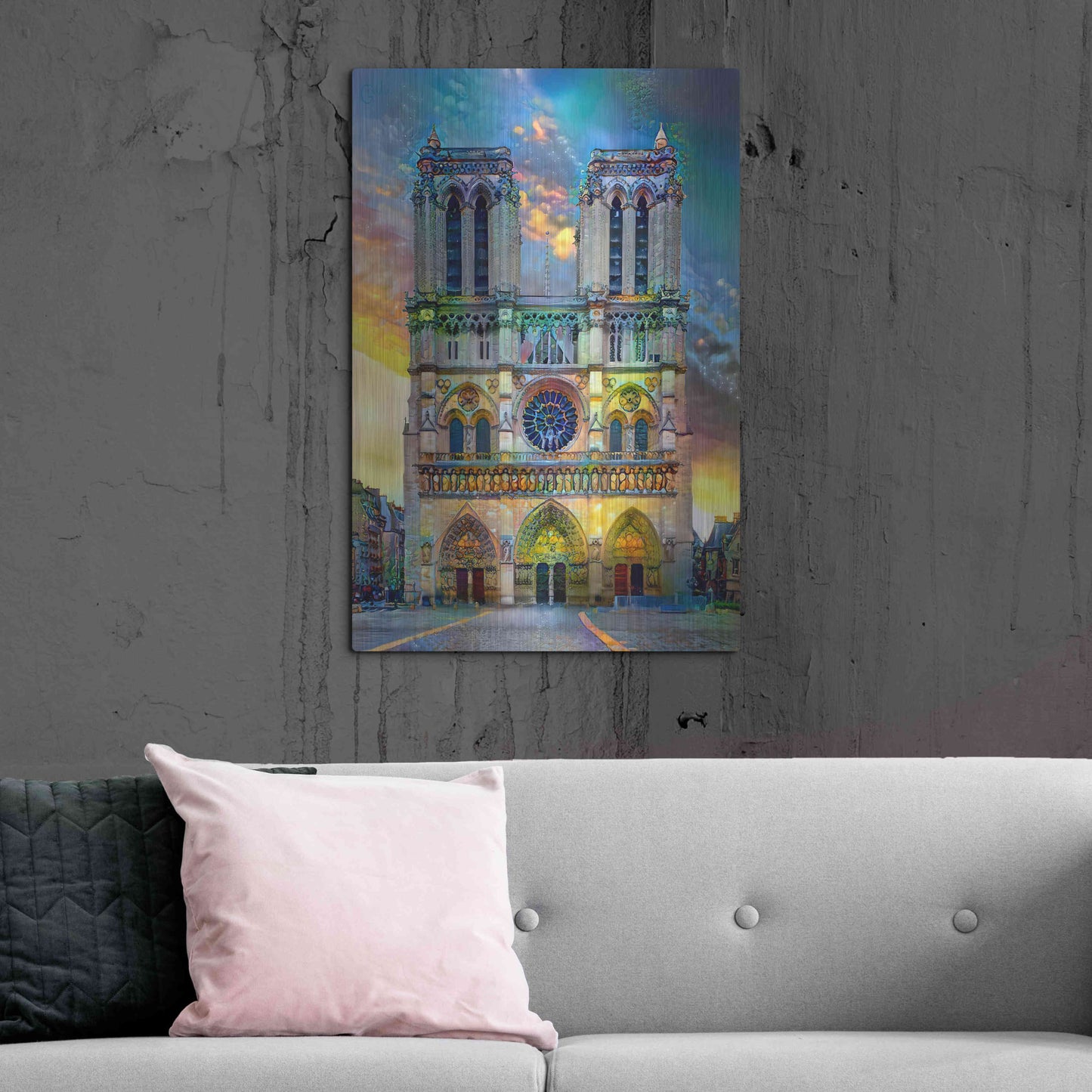 Luxe Metal Art 'Paris France Notre Dame Cathedral' by Pedro Gavidia, Metal Wall Art,24x36