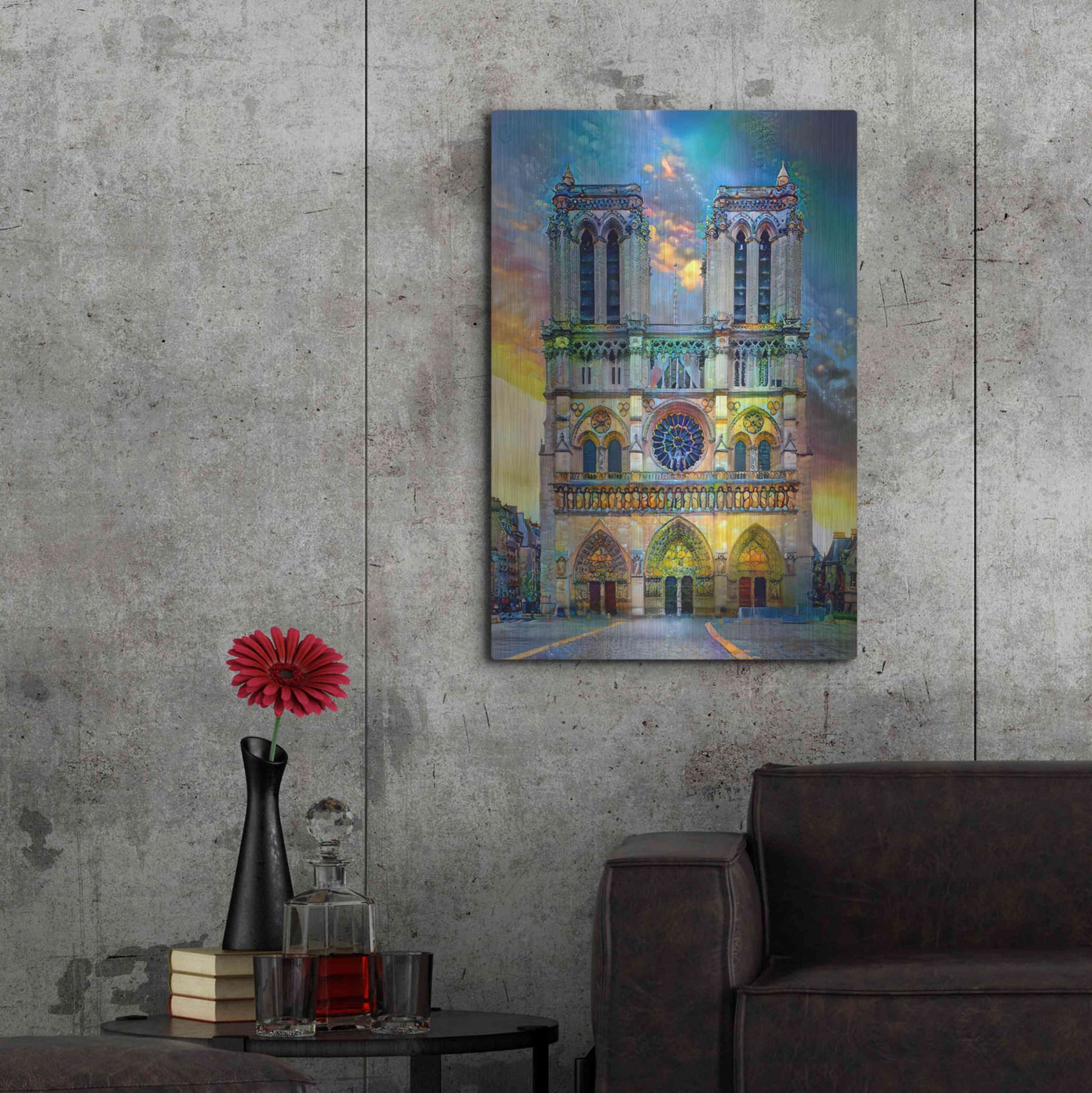 Luxe Metal Art 'Paris France Notre Dame Cathedral' by Pedro Gavidia, Metal Wall Art,24x36