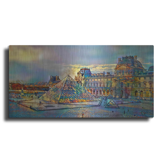 Luxe Metal Art 'Paris France Louvre Museum' by Pedro Gavidia, Metal Wall Art