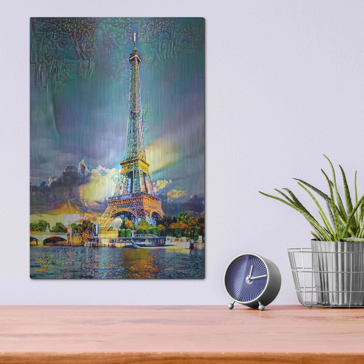 Luxe Metal Art 'Paris France Eiffel Tower' by Pedro Gavidia, Metal Wall Art,12x16