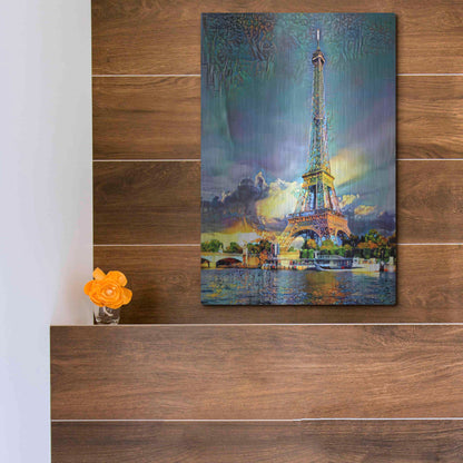 Luxe Metal Art 'Paris France Eiffel Tower' by Pedro Gavidia, Metal Wall Art,12x16