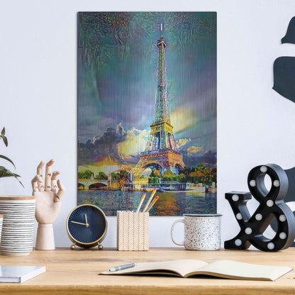 Luxe Metal Art 'Paris France Eiffel Tower' by Pedro Gavidia, Metal Wall Art,12x16