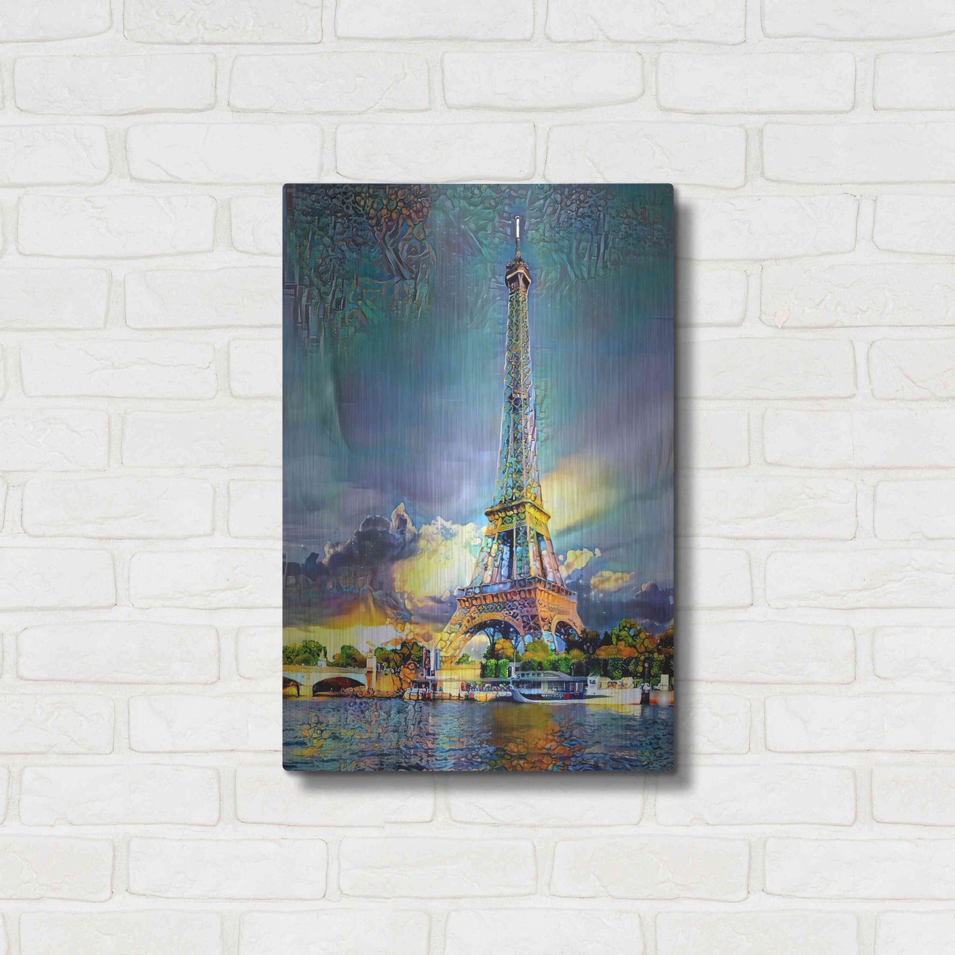 Luxe Metal Art 'Paris France Eiffel Tower' by Pedro Gavidia, Metal Wall Art,16x24