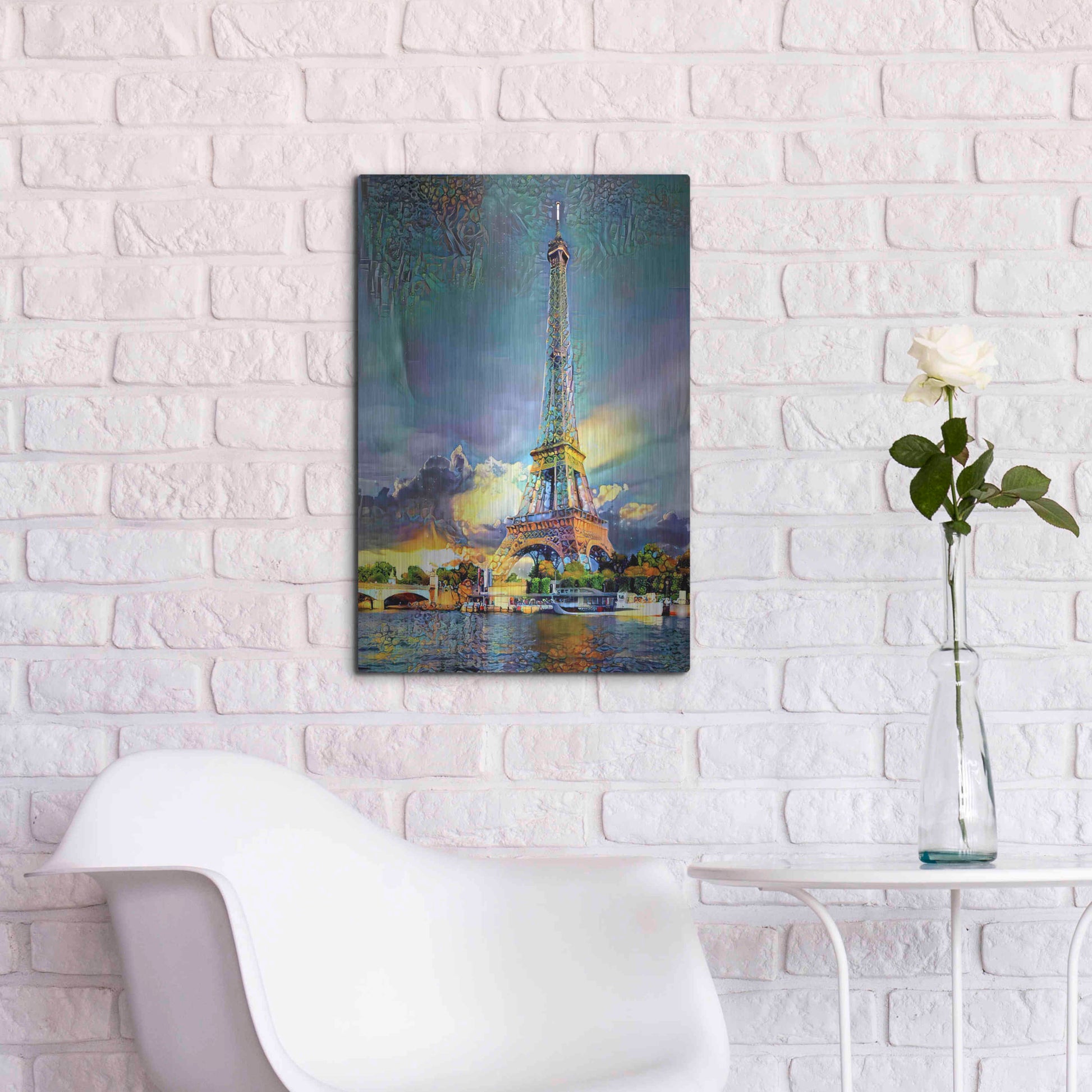 Luxe Metal Art 'Paris France Eiffel Tower' by Pedro Gavidia, Metal Wall Art,16x24