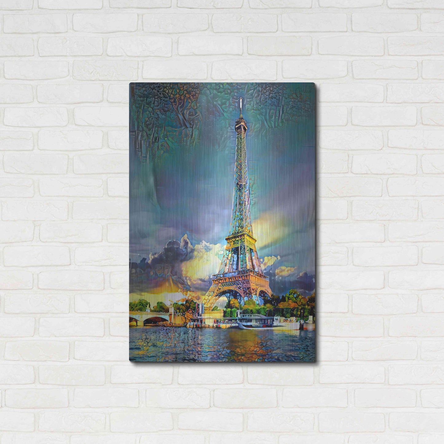 Luxe Metal Art 'Paris France Eiffel Tower' by Pedro Gavidia, Metal Wall Art,24x36