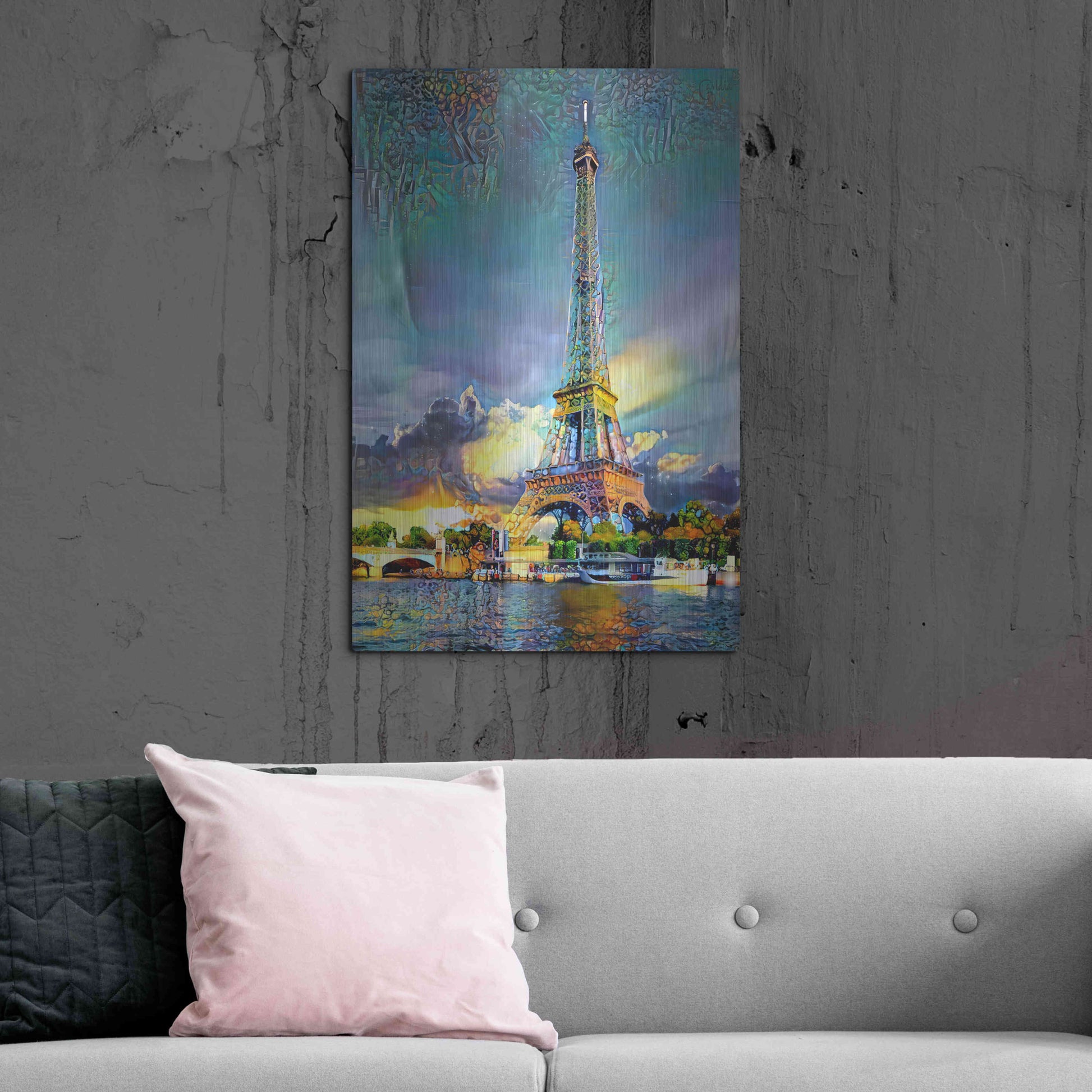 Luxe Metal Art 'Paris France Eiffel Tower' by Pedro Gavidia, Metal Wall Art,24x36