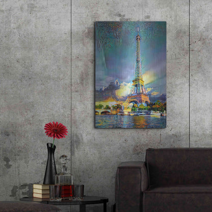 Luxe Metal Art 'Paris France Eiffel Tower' by Pedro Gavidia, Metal Wall Art,24x36