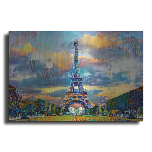 Luxe Metal Art 'Paris France Eiffel Tower from Champ de Mars' by Pedro Gavidia, Metal Wall Art