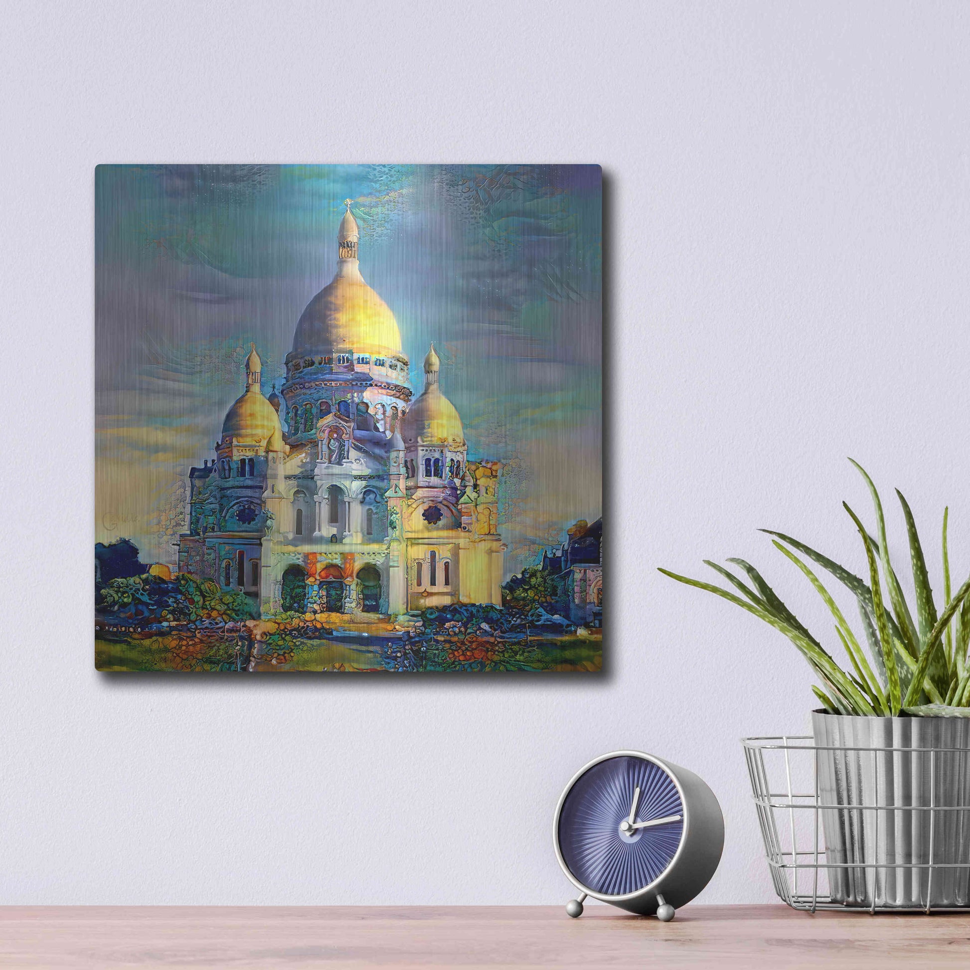 Luxe Metal Art 'Paris France Basilica of the Sacred Heart Sacre Coeur' by Pedro Gavidia, Metal Wall Art,12x12