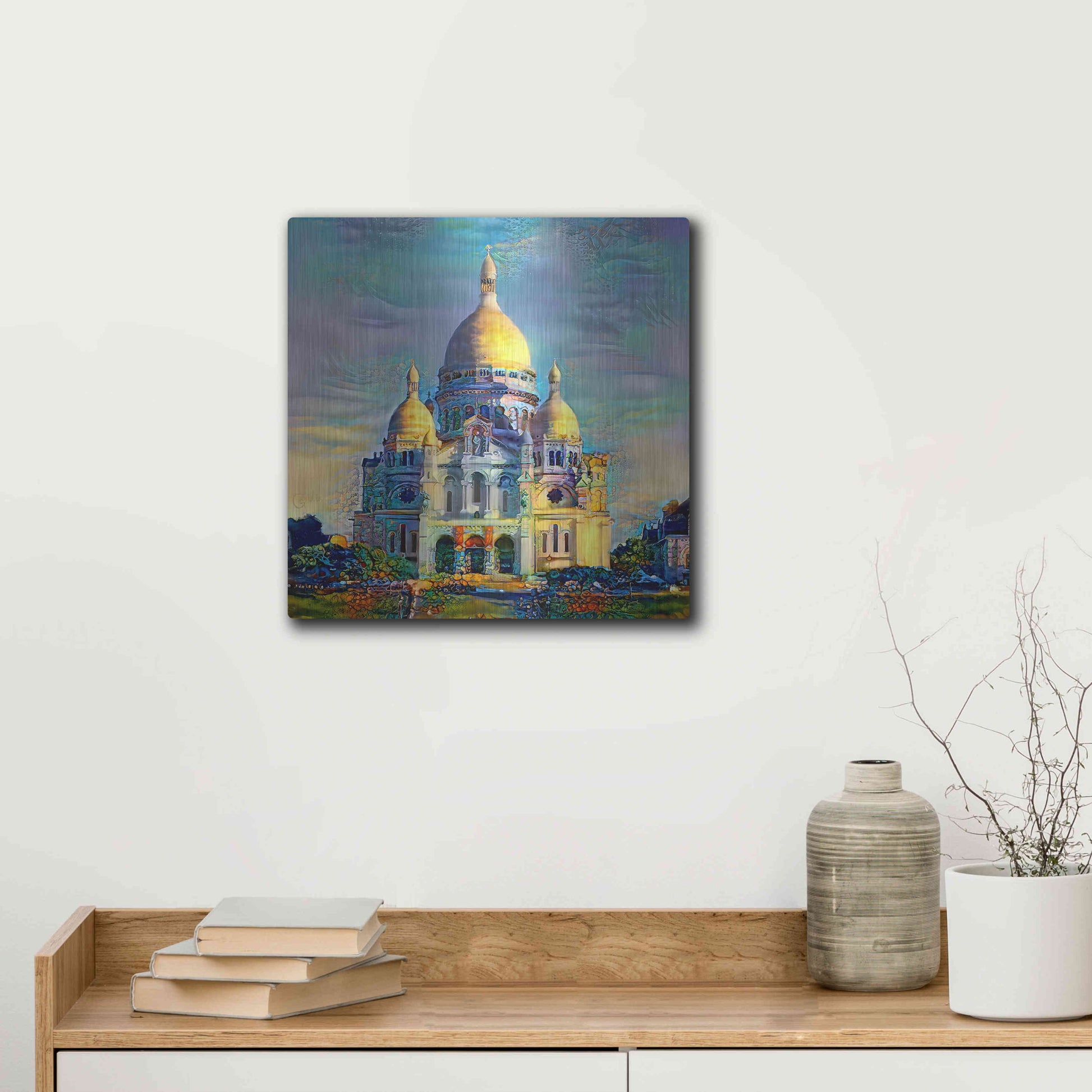 Luxe Metal Art 'Paris France Basilica of the Sacred Heart Sacre Coeur' by Pedro Gavidia, Metal Wall Art,12x12