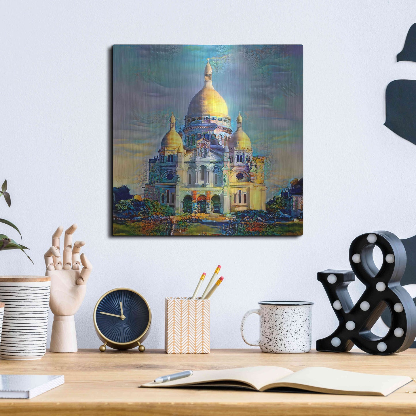 Luxe Metal Art 'Paris France Basilica of the Sacred Heart Sacre Coeur' by Pedro Gavidia, Metal Wall Art,12x12