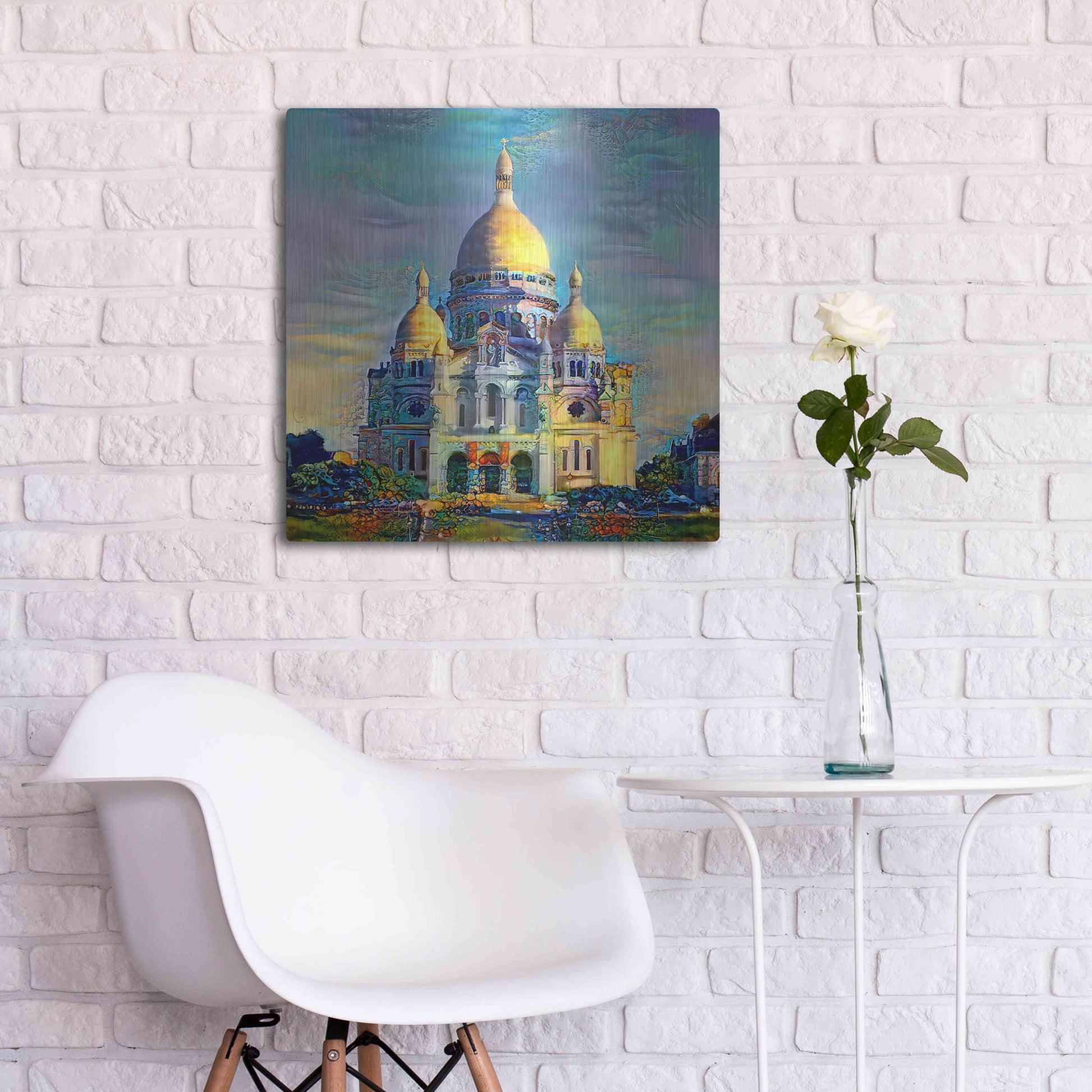 Luxe Metal Art 'Paris France Basilica of the Sacred Heart Sacre Coeur' by Pedro Gavidia, Metal Wall Art,24x24