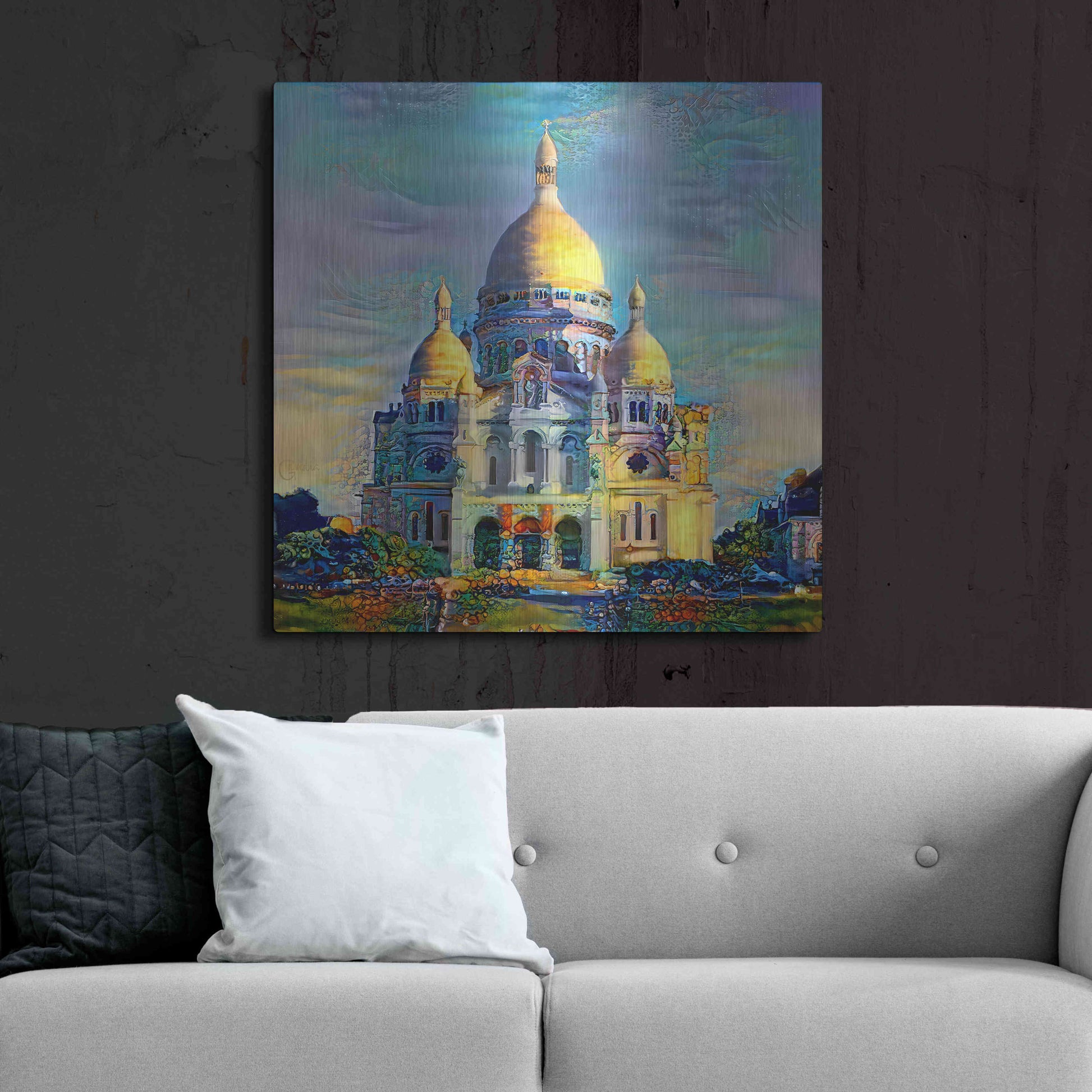 Luxe Metal Art 'Paris France Basilica of the Sacred Heart Sacre Coeur' by Pedro Gavidia, Metal Wall Art,36x36